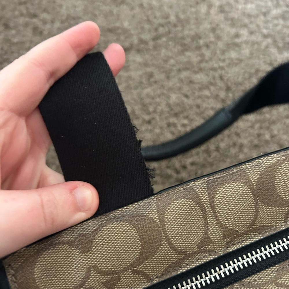 COACH Court Tote Bag Purse in Signature Print Brown Black Silver - Picture 9 of 16